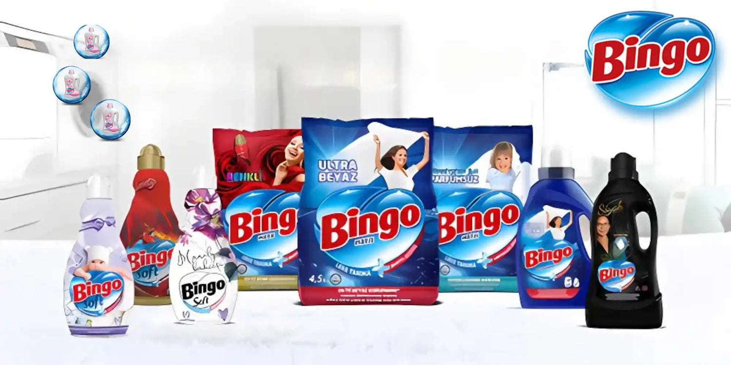 A wide variety of Bingo brand laundry detergents and fabric softeners.